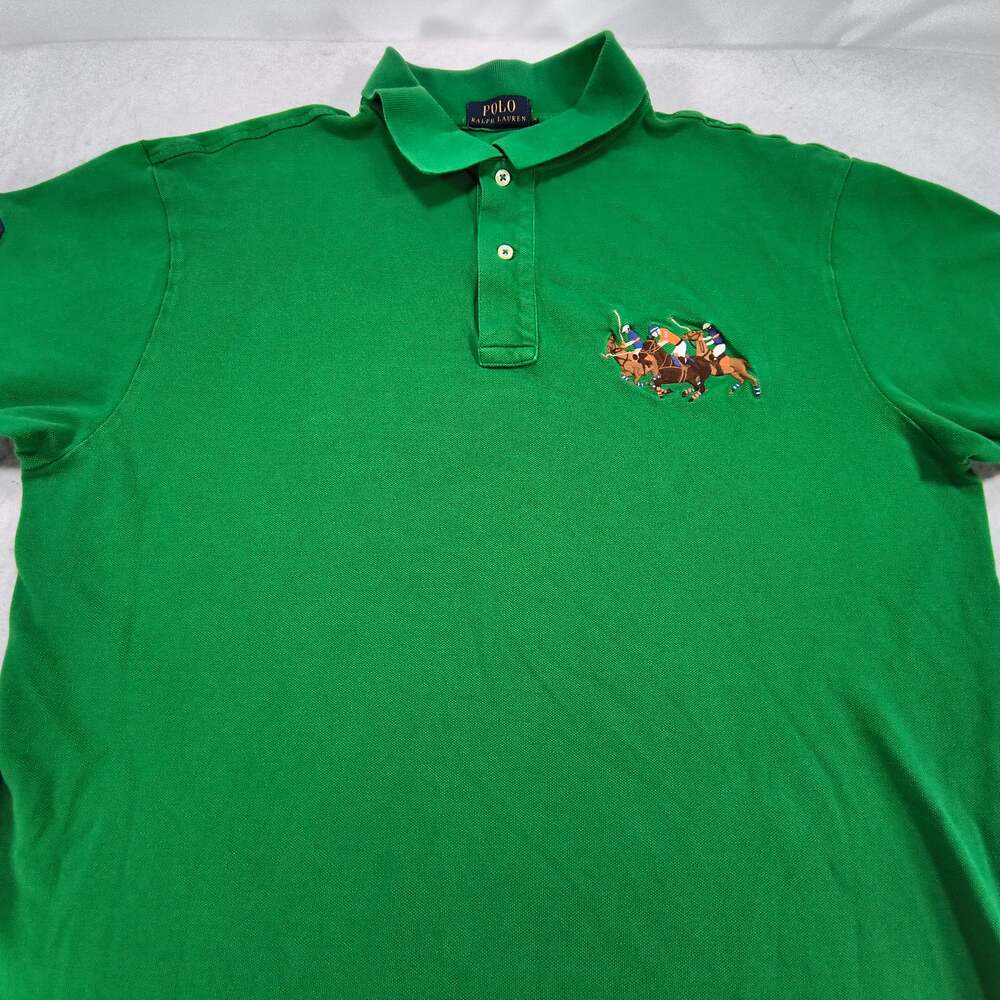 Polo Ralph Lauren Triple Pony Collared Polo Shirt Mens Size Extra Large XL Green